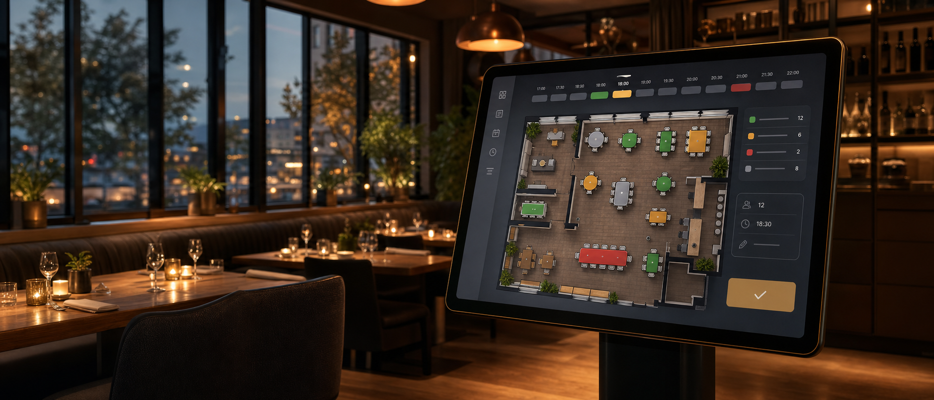 Digital room and table planner in a modern restaurant